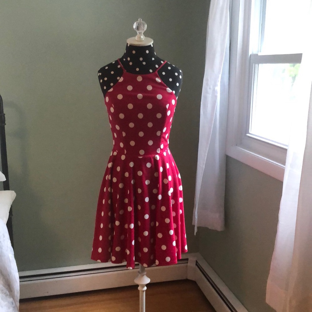 NWT pink polka dot zipper dress